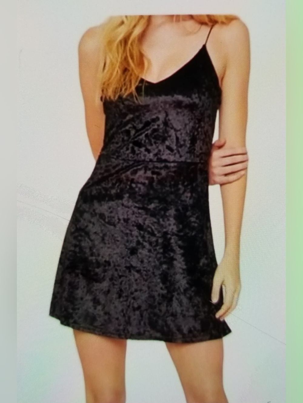Garage Black Velvet Slip Dress with Thin Straps